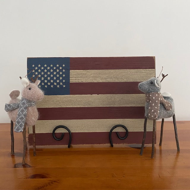 Handcrafted Wooden American Flag Artwork