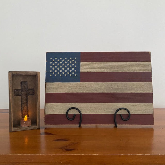 Handcrafted Wooden American Flag Artwork
