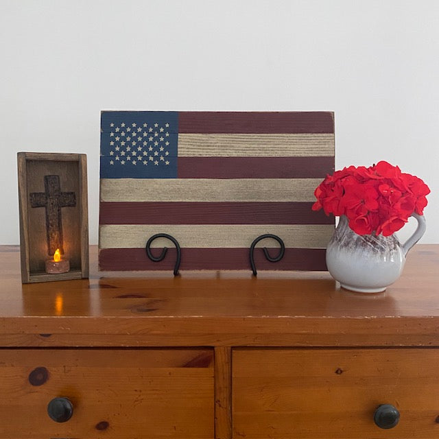 Handcrafted Wooden American Flag Artwork