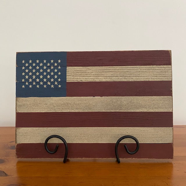 Handcrafted Wooden American Flag Artwork