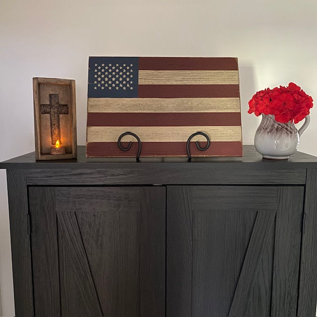 Handcrafted Wooden American Flag Artwork