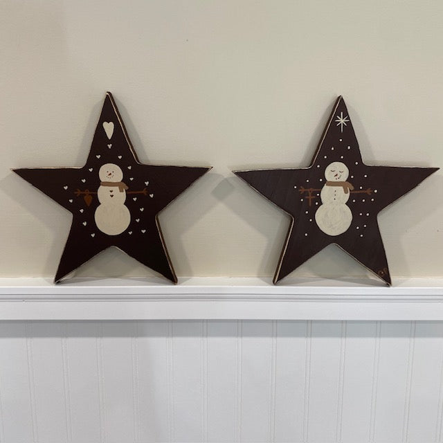 Wooden Star Snowman Decor