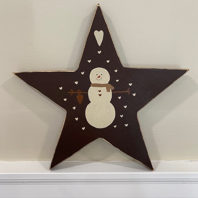 Wooden Star Snowman Decor