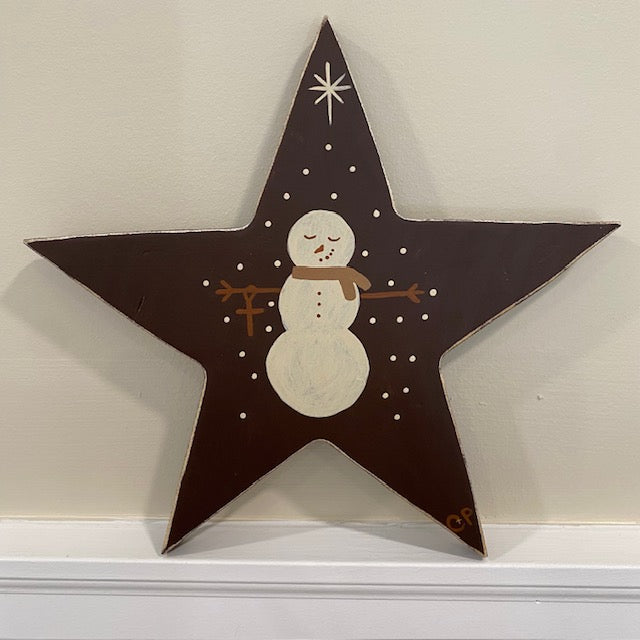Wooden Star Snowman Decor