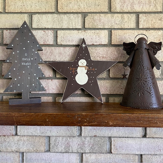 Wooden Star Snowman Decor