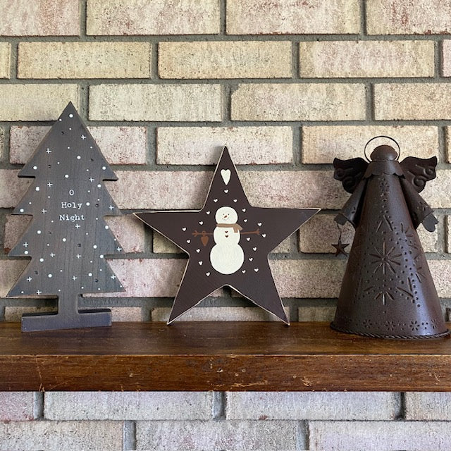 Wooden Star Snowman Decor