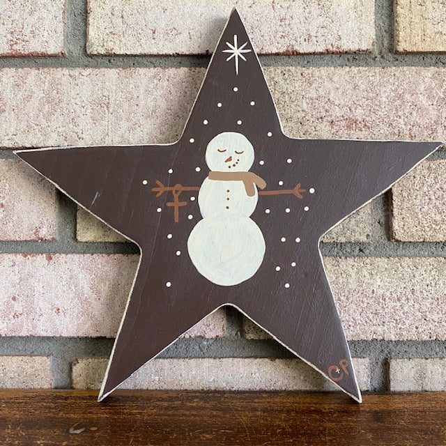 Wooden Star Snowman Decor
