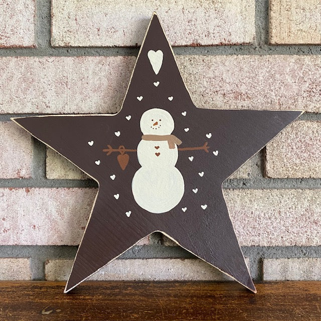 Wooden Star Snowman Decor