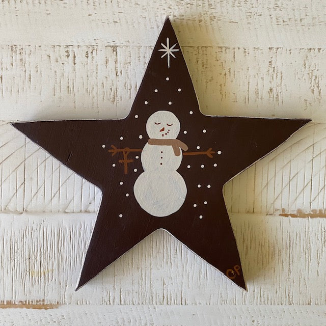 Wooden Star Snowman Decor