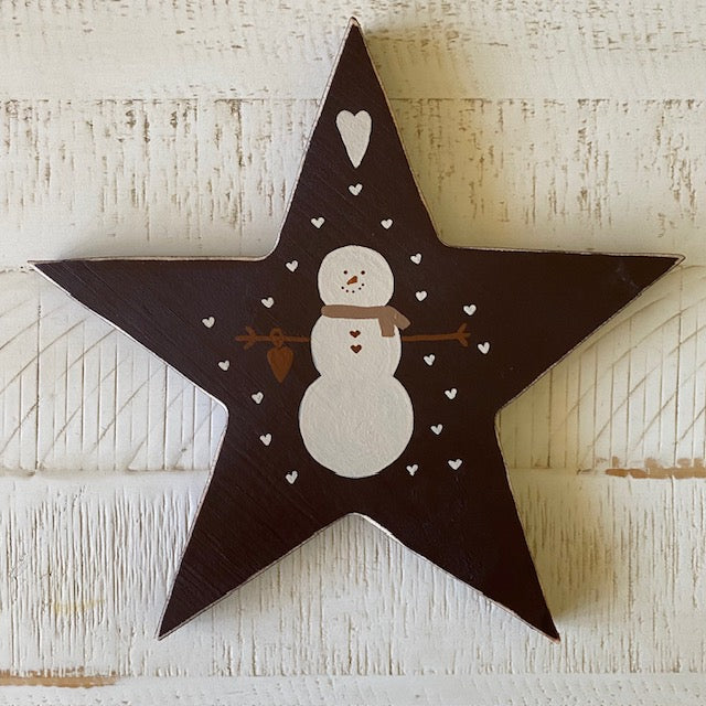 Wooden Star Snowman Decor