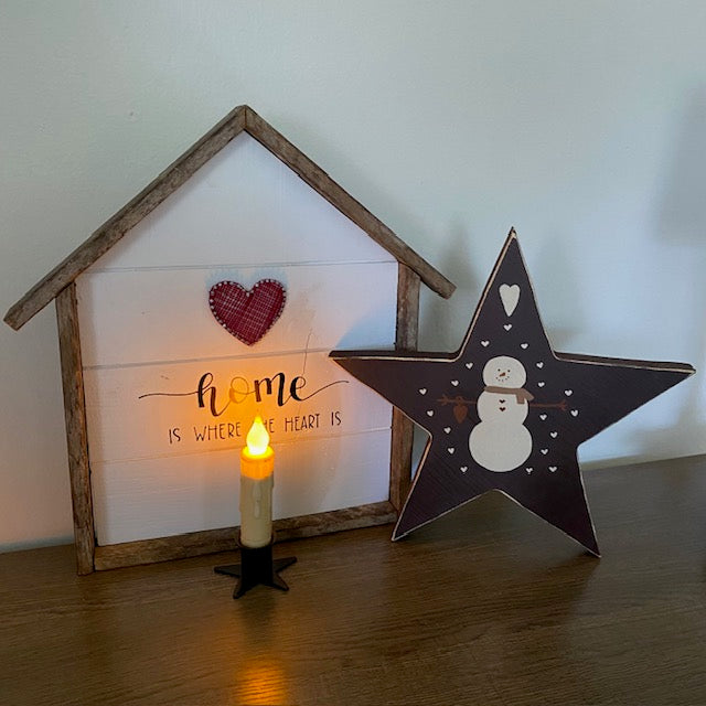 Wooden Star Snowman Decor