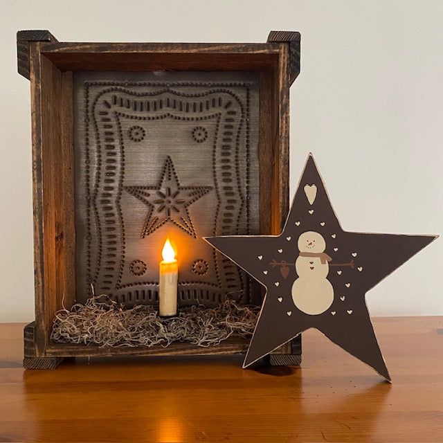 Wooden Star Snowman Decor