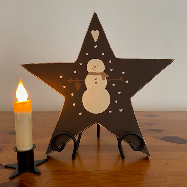 Wooden Star Snowman Decor