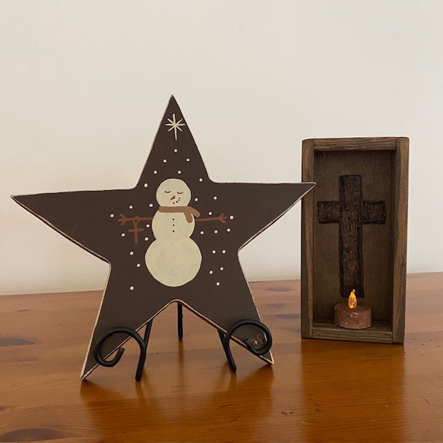 Wooden Star Snowman Decor
