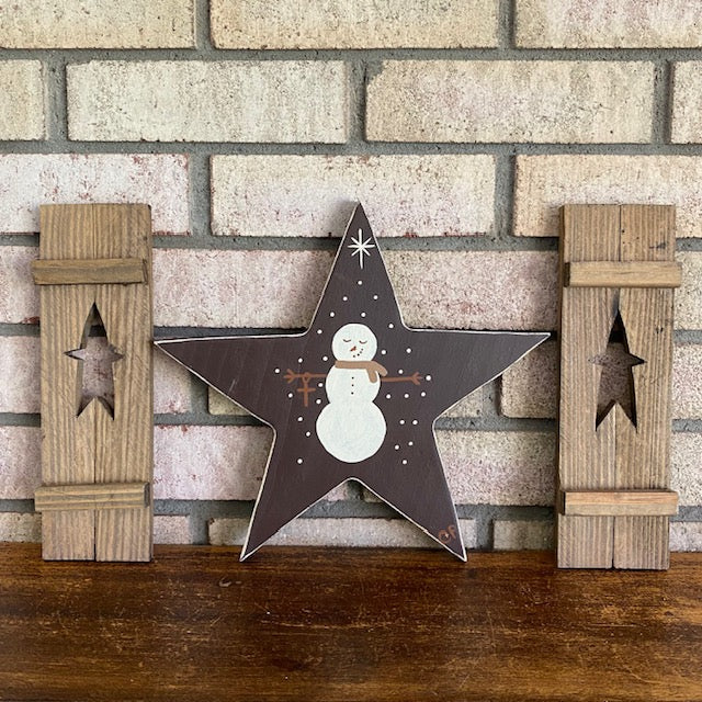 Wooden Star Snowman Decor