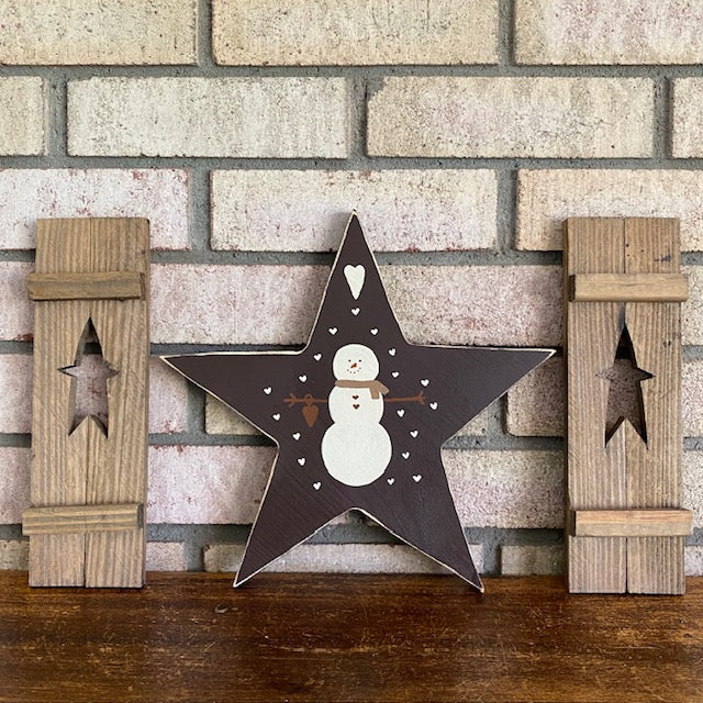 Wooden Star Snowman Decor