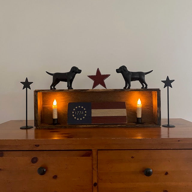 Iron Taper Candle Holder Star Base set of 2