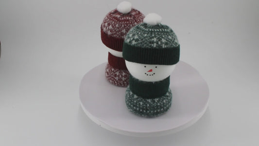 Handcrafted Wooden Snowman with Sweater and Hat