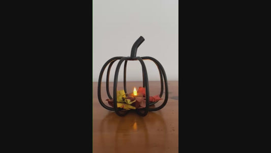Wrought Iron 3D Pumpkin Tea Light Holder