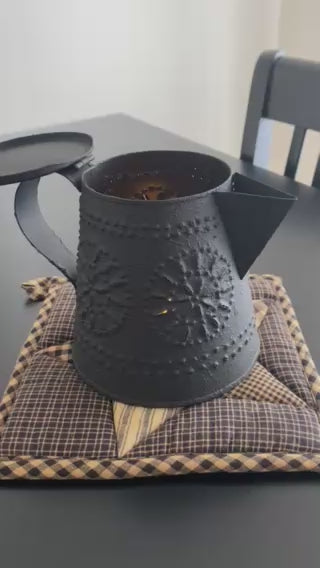 Primitive Style Punched Tin Decorative Teapot